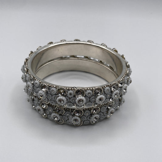 Celestia – Frosted Floral Stone Bangles (Set of 2)