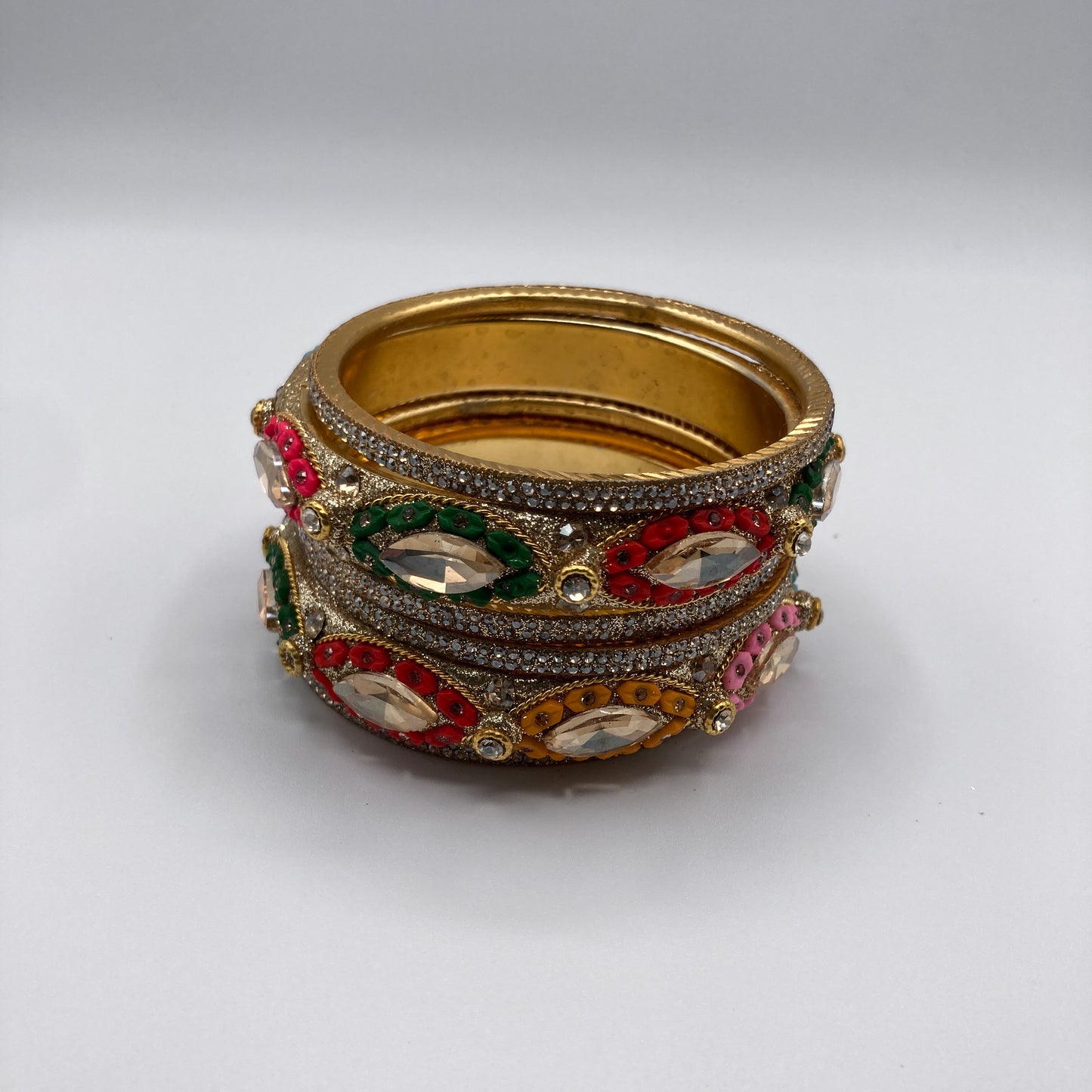 Gold Embellished Multi-Color Bangle Set (Set of 2)