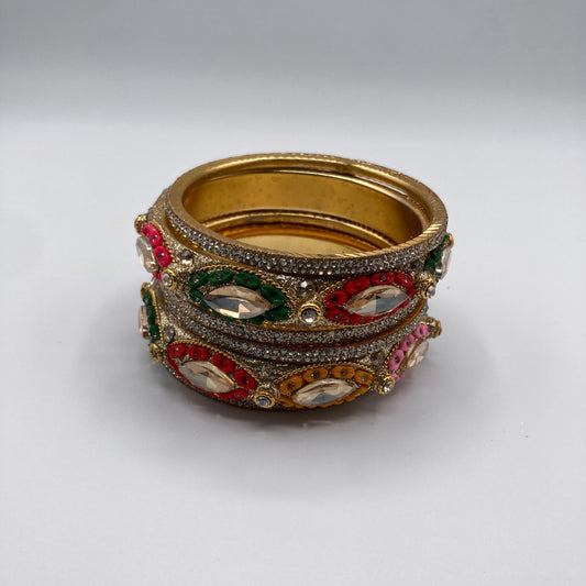 Gold Embellished Multi-Color Bangle Set (Set of 2)
