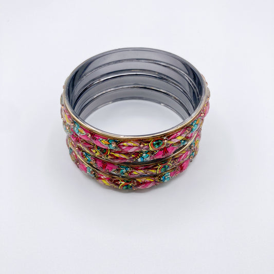 Floral Enamel Bangle (Set of 4)