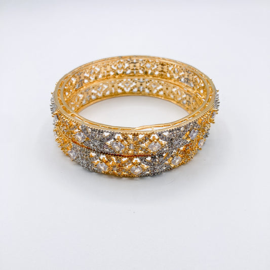 Gold Crystal Bangles (Set of 2)