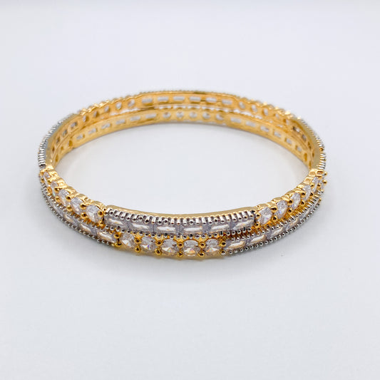 Gold and Crystal Embellished Bangles (Set of 2)