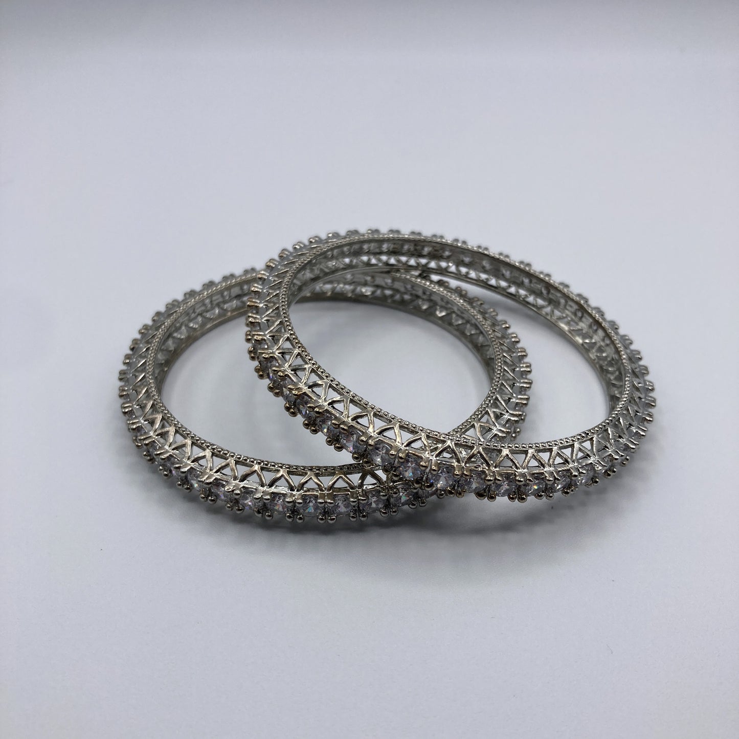 Elegant Brass Diamond Bangles (Set of 2)