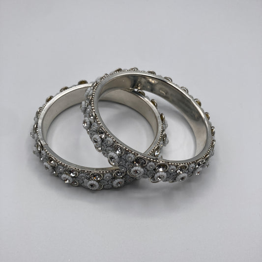 Celestia – Frosted Floral Stone Bangles (Set of 2)