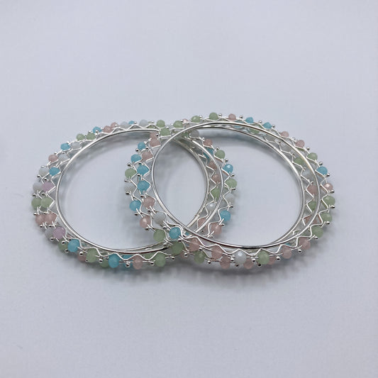 Twilight Tide – Beaded Wire Bangles (Set of 4)