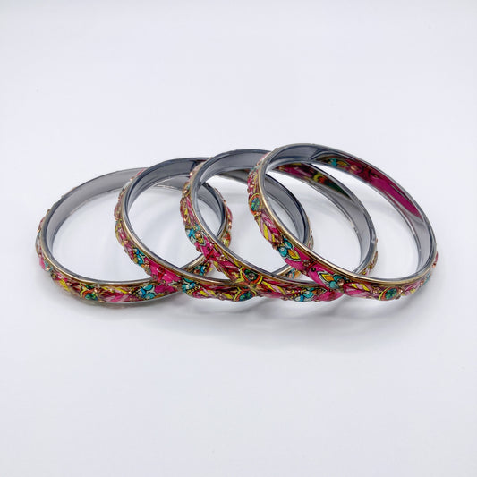 Floral Enamel Bangle (Set of 4)