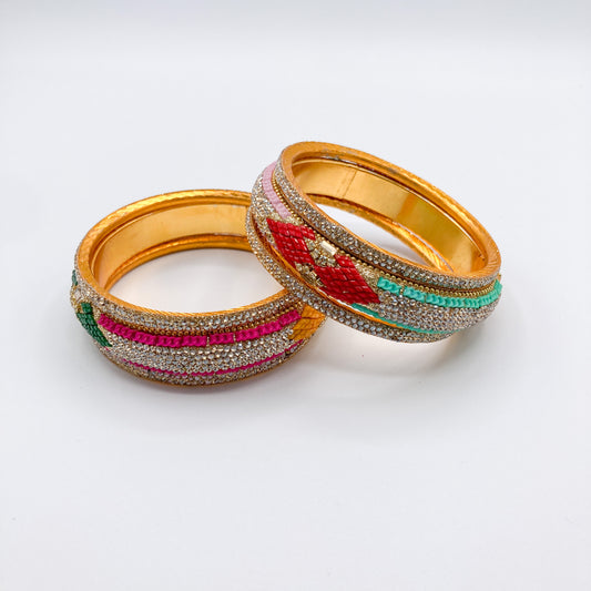 Multicolor Embellished Bangle (Set of 2)