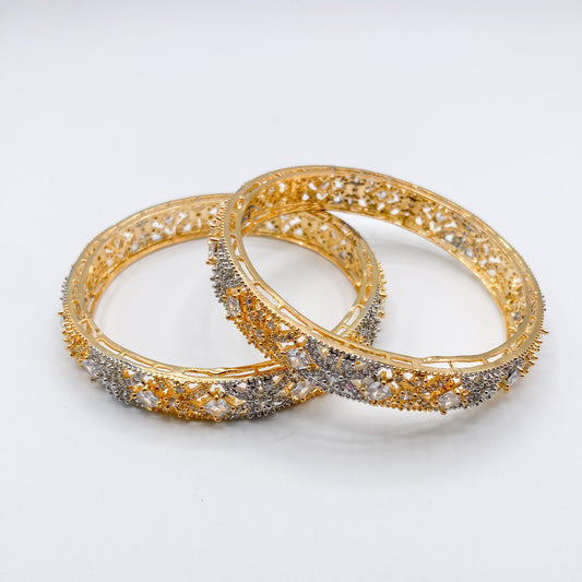 Gold Crystal Bangles (Set of 2)