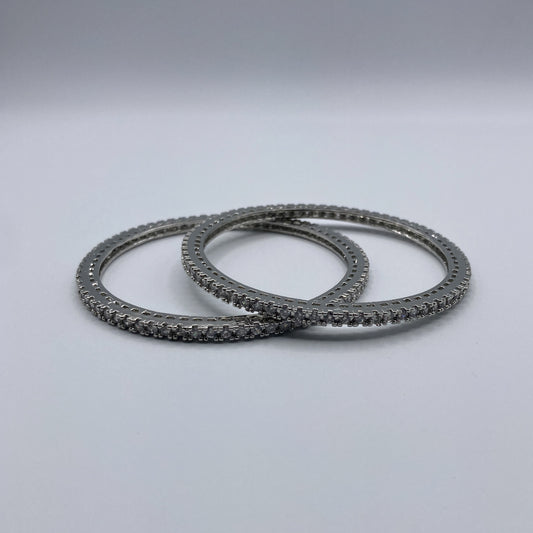 Moonlit Mirage – Brass Crystal Bangles (Set of 2)