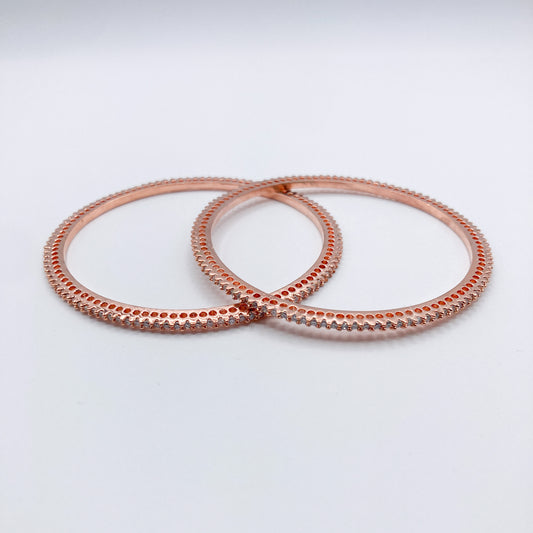 Rose Gold Crystal Bangles (Set of 2)