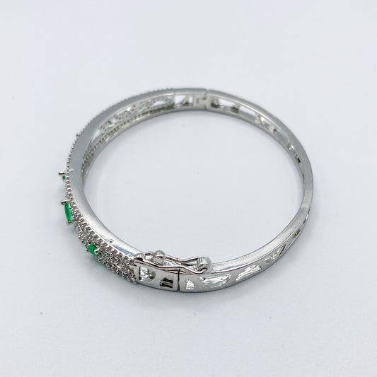 Silver and Emerald Crystal Bracelet