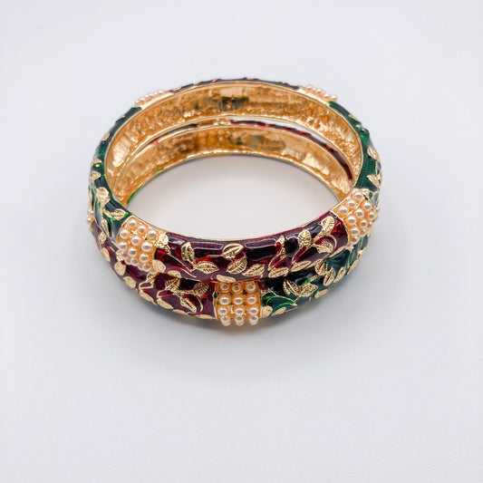 Enamel and Pearl Bangle (Set of 2)