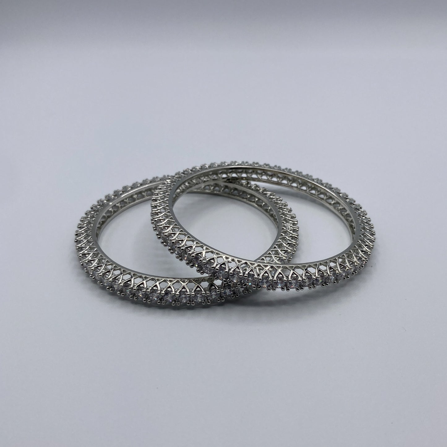 Elegant Brass Diamond Bangles (Set of 2)