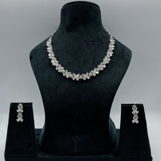 Floral Cluster Sterling Silver Necklace & Earring Set
